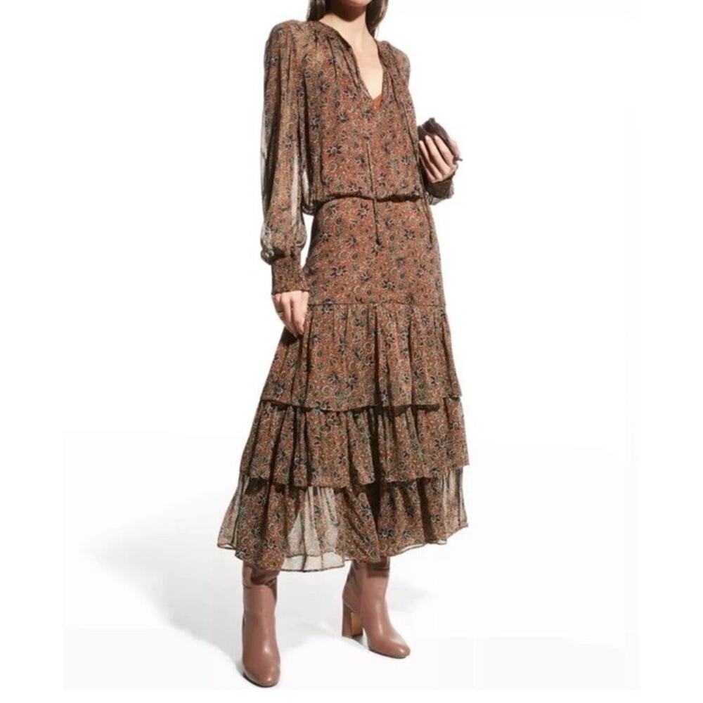Veronica Beard Tunis Floral-print Midi Dress.This bohemian-style Size 4